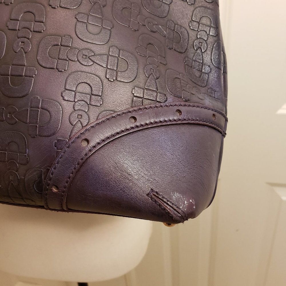 GUCCI leather tote Authentic Horesbit Embossed purple handbag Spacious Vintage - Picture 8 of 8